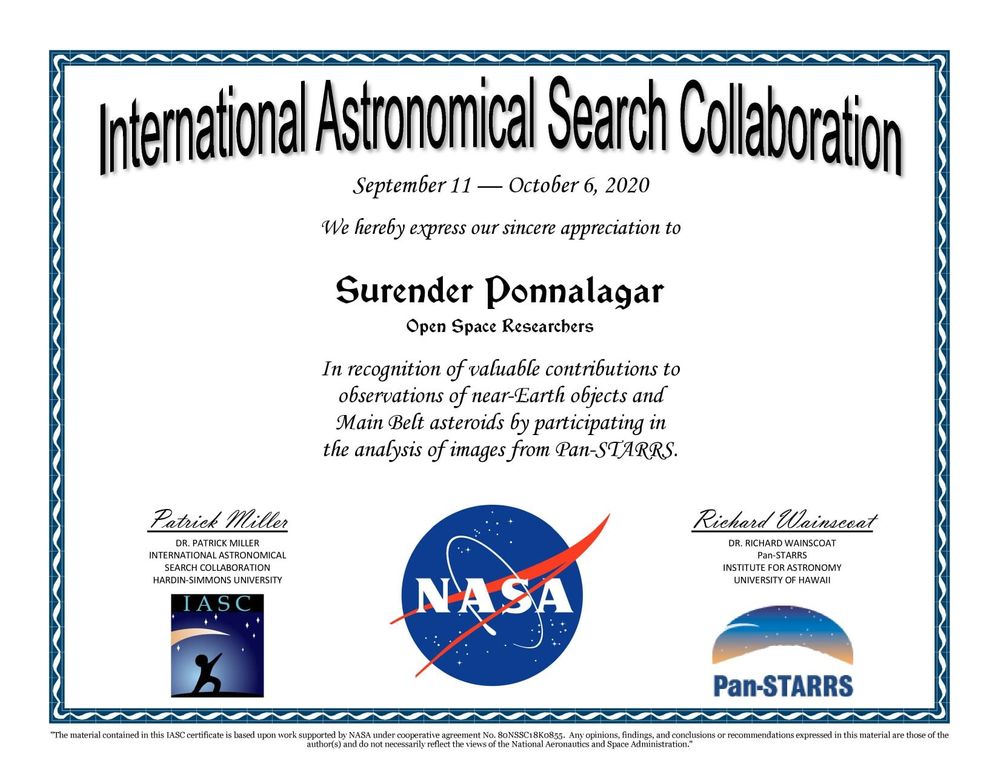 MarsG India Asteroid Search Campaign 11 September 06 October 2020